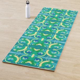 Tapete De Yoga Arte Deco Vintage Jazz Pochoir Jardim Borboletas