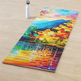 Tapete De Yoga Arte do Lago Rainbow Autumn