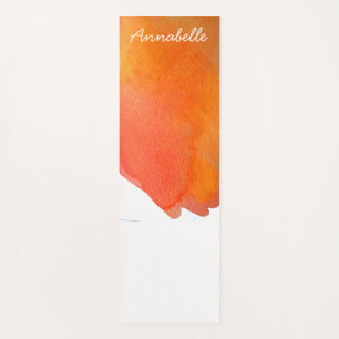 Tapete De Yoga Arte energética vibrante laranja-aquarela