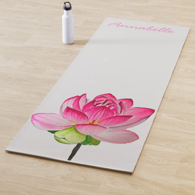 Tapete De Yoga Arte energética vítrea da flor rosa de lótus (In Situ)