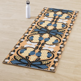 Tapete De Yoga Arte foliar estônia azul e amarela