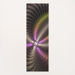 Tapete De Yoga Arte Fractal 3D Colorida abstrato brilhante