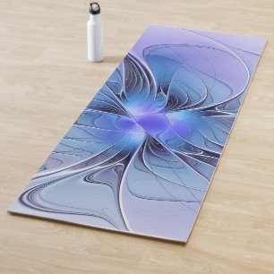 Tapete De Yoga Arte fractal moderna abstrata azul lavanda