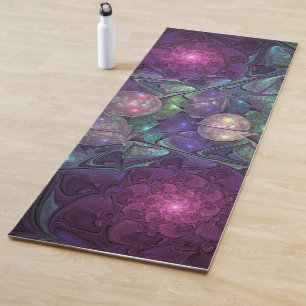 Tapete De Yoga Arte Fractal Moderna Abstrato de Brilhante Colorid