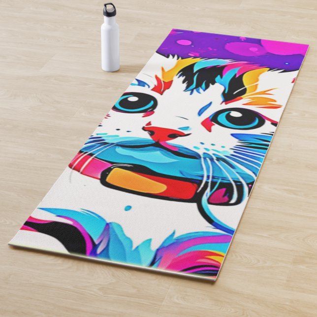 Tapete De Yoga Arte Gatinho Colorida (In Situ)