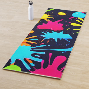 Tapete De Yoga Arte Neon Splatter: Expressionismo vibrante por Ab
