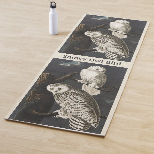 Tapete De Yoga Arte Noturna de Coruja da Neve Vintage Audubon