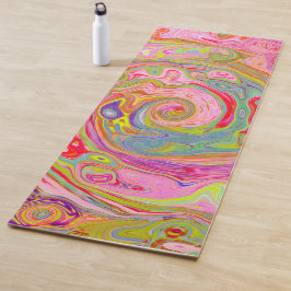 Tapete De Yoga Arte retrógrada, amarela e Abstrato magenta