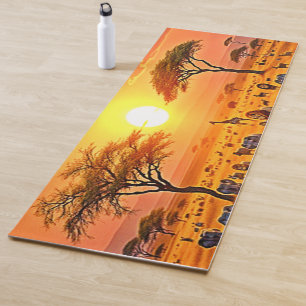Tapete De Yoga Arte Sunset da savana africana