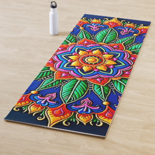 Tapete De Yoga Artesanato Vibrante de Mandala