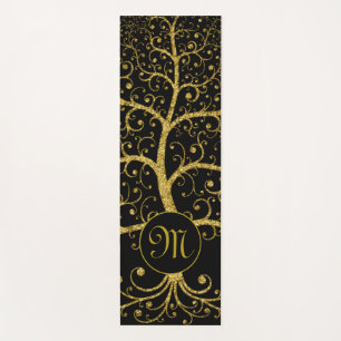 Tapete De Yoga Árvore da vida Monograma Dourado de luxo