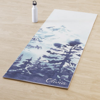 Tapete De Yoga Árvores de Montanha Russas Moderna Tendy Watercolo