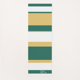 Tapete De Yoga Asymmetric Stripes Lines Green Gold White