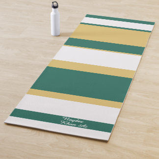 Tapete De Yoga Asymmetric Stripes Lines Green Gold White
