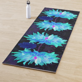 Tapete De Yoga Atordoamento de Aqua Blue e Green Cactus Dahlia