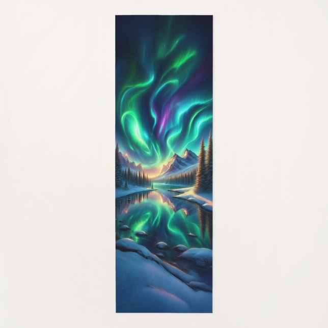 Tapete de Yoga Aurora Boreal Invernal  (Frente)