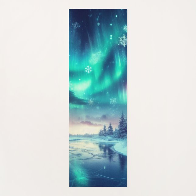 Tapete De Yoga aurora borealis/Natal/Inverno (Frente)