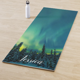 Tapete De Yoga Aurora Borealis Norte luzes do Ártico