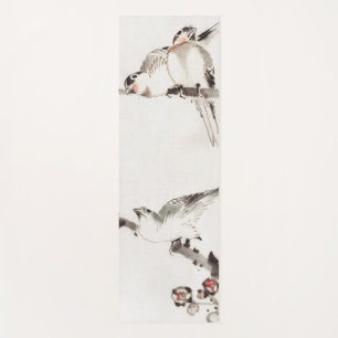 TAPETE DE YOGA AVES DE IMPRESSÃO DE WOODBLOCK JAPONESES EM BRANCH