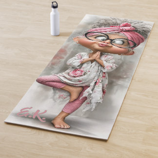 Tapete de Yoga avó fazendo yoga desenho animado en