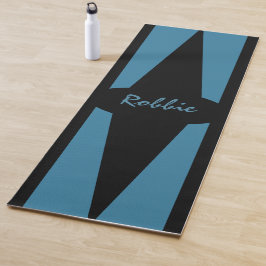 Tapete De Yoga Azul Astral com Destaques Pretos Distintos Pessoai