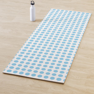 Tapete De Yoga Azul-bebê em Bolinhas horizontais grandes brancas