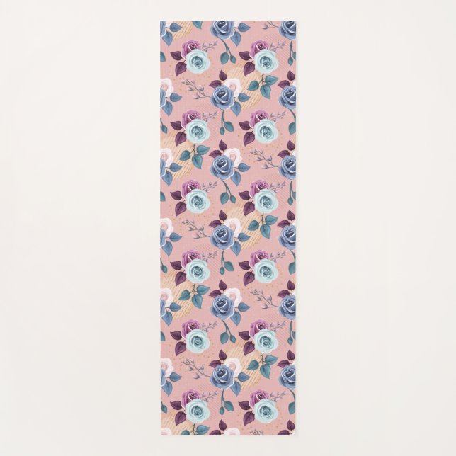 Tapete De Yoga Azul e Lavanda no Blush (Frente)