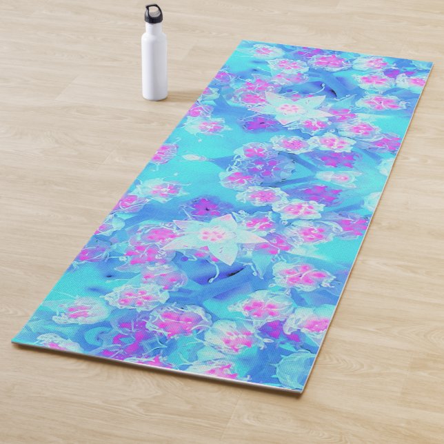 Tapete De Yoga Azul e Rosa Quente - Suculente Submarino (In Situ)