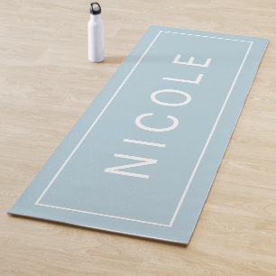 Tapete De Yoga Azul legal com nome em Impressão grande