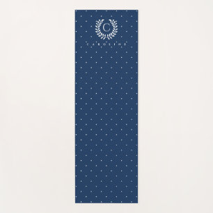 Tapete De Yoga Azul Marinho E Pontos Minúsculos Monograma De Lour