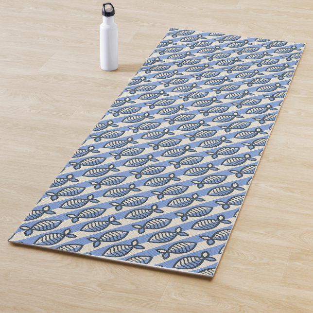 Tapete De Yoga Azul-retro-peixe a frio (In Situ)