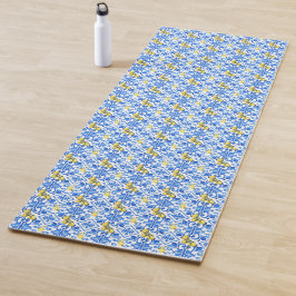 Tapete De Yoga Azulejo Azul Limão Amarelo 