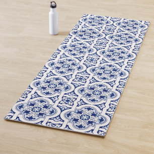 Tapete De Yoga Azulejo azul português