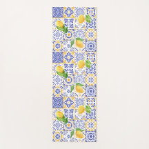 Azulejo de Aquarela Mediterrâneo Padrão Limão