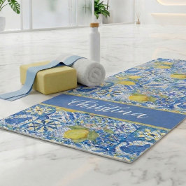 Tapete De Yoga Azulejo Francês País Limão Padrão Provençal
