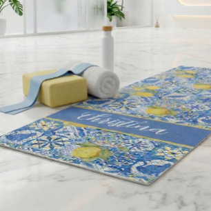 Tapete De Yoga Azulejo Francês País Limão Padrão Provençal