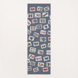 Tapete De Yoga Azulejo MahJongg em azul escuro