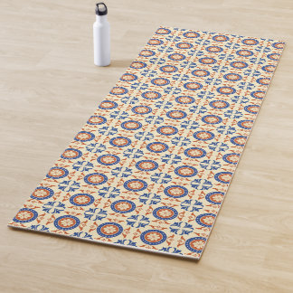 Tapete De Yoga Azulejos retrô vintage boho coloridos