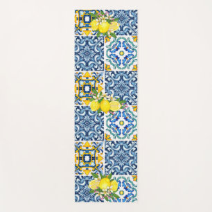 Tapete De Yoga Azulejos Sicilianos do Mediterrâneo, limões de cit