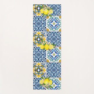 Tapete De Yoga Azulejos Sicilianos do Mediterrâneo, limões de cit