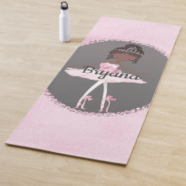 Tapete De Yoga Ballerina Étnica de Cinzas e Rosa Personalizada