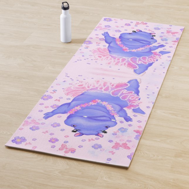 Tapete De Yoga Ballerina Hippo Funny Yoga Mat Happy Balé Dancer (In Situ)