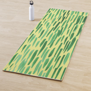 Tapete De Yoga Bamboo - Padrão Tiki - Faixa Verde