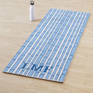 Tapete De Yoga Bambooey Faixa de Bambu em Azul Personalizado