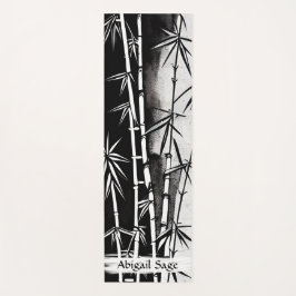 Tapete De Yoga Bambu Moderno Preto e Branco Personalizado