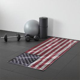 Tapete De Yoga Bandeira Americana Flapping Red, White e Starry Bl