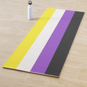 Tapete De Yoga Bandeira do Orgulho Não Binário da SlipperyJoe's a