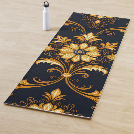 Tapete De Yoga "Barockes Ornament-Muster in Gold und Schwarz" Dec