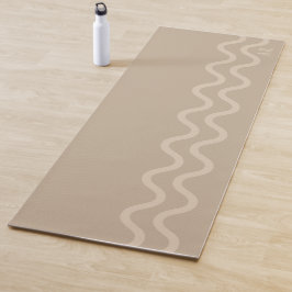 Tapete De Yoga Bege Calmo Moderno Minimalista Linhas Onduladas Co