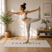 Tapete de Yoga Bege Personalizado Moderno